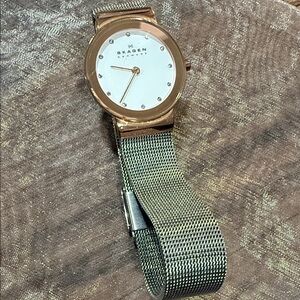 Skagen Freja Rose Gold and Silver Mesh Watch